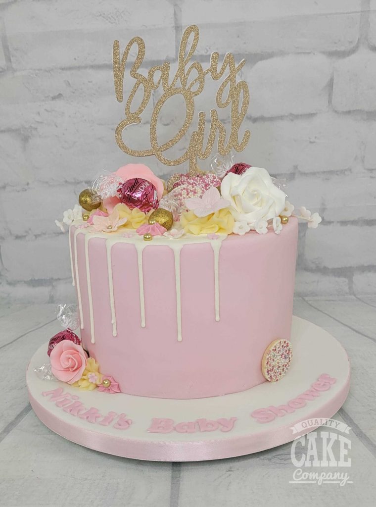 baby girl baby shower drip cake - Tamworth