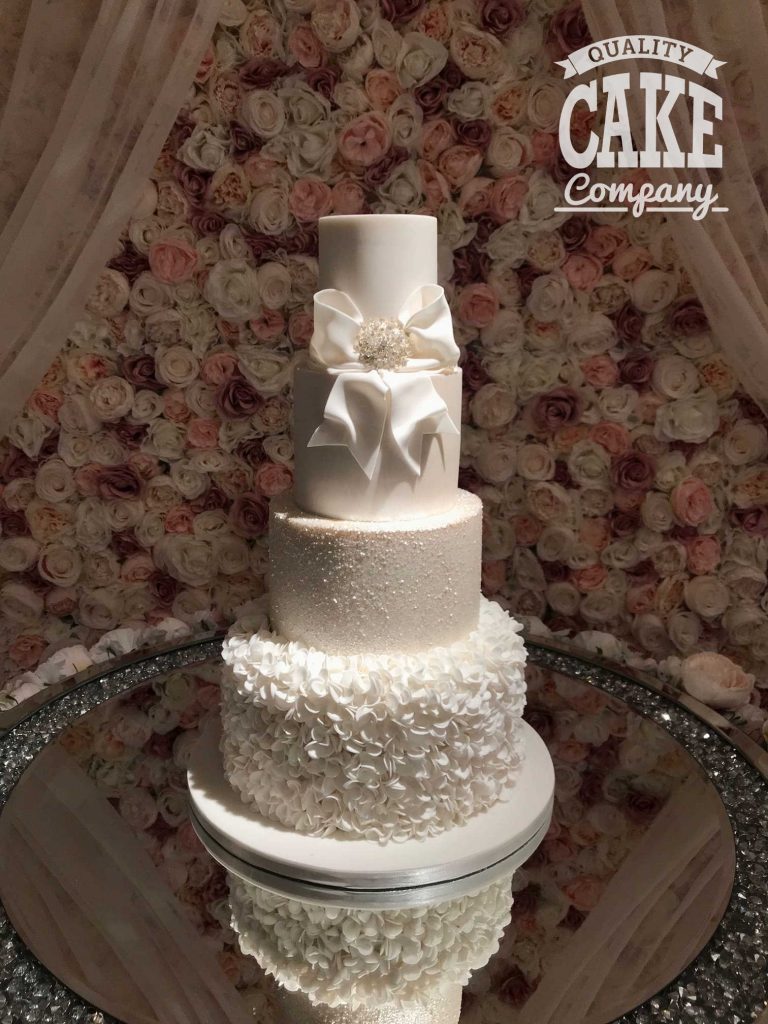 Ruffle bow wedding white four tier classic Tamworth West Midlands Staffordshire