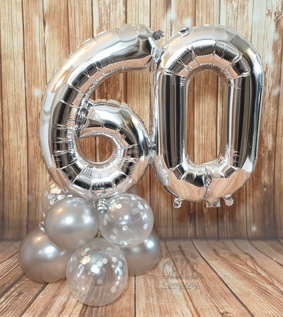 60th silver balloon table display - Tamworth