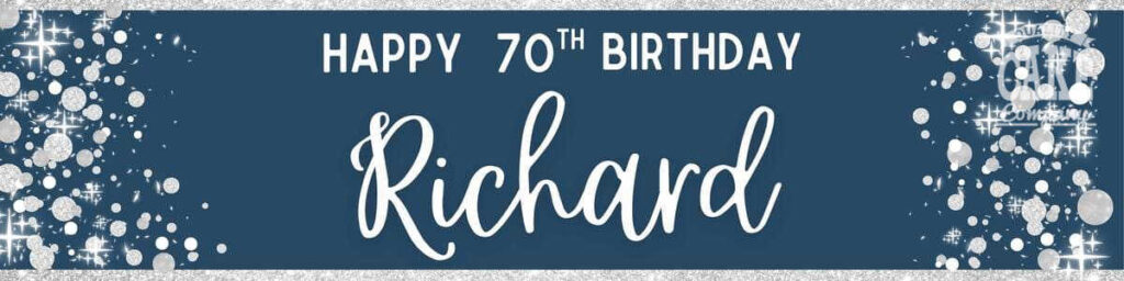Personalised navy blue birthday banner - Tamworth