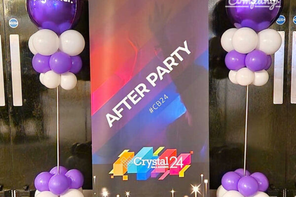 balloon stands Orb balloons with corporate logo - Tamworth