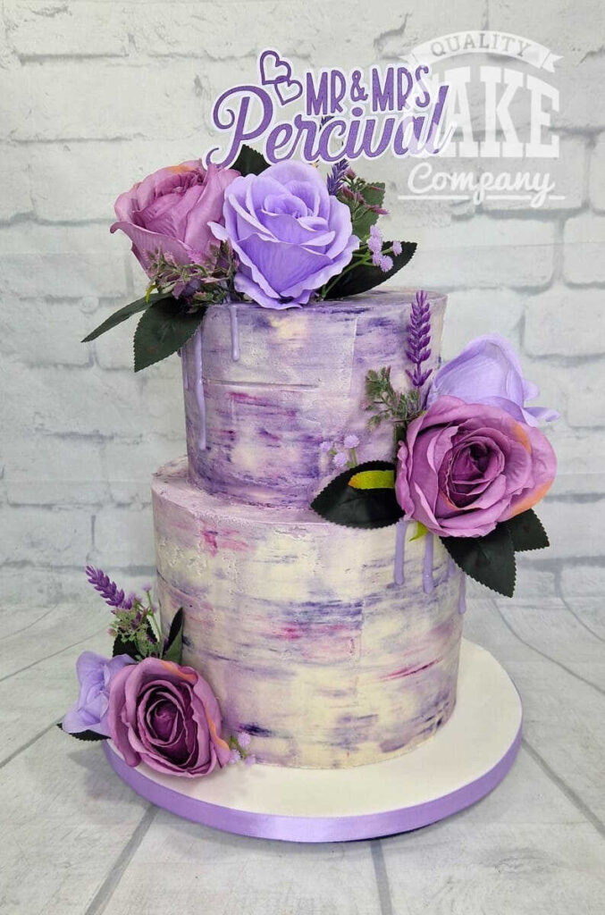 lilac brushed buttercream modern wedding cake
