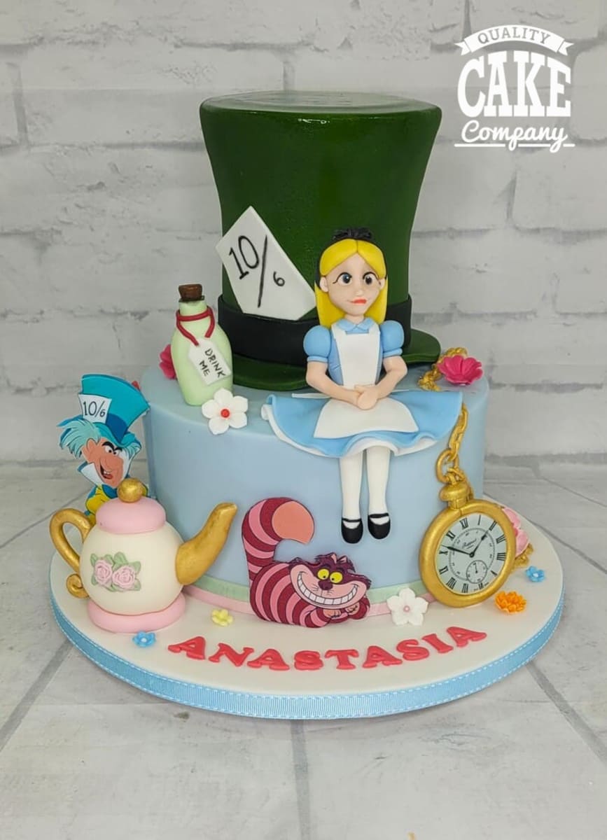 Wonderland Whimsical Cake Topper Kit, Green Hat, Tea Pot Cake Topper, Alice  in Wonderland, Fondant happy flowers, Tea Pot Decorations, Handmade Edible