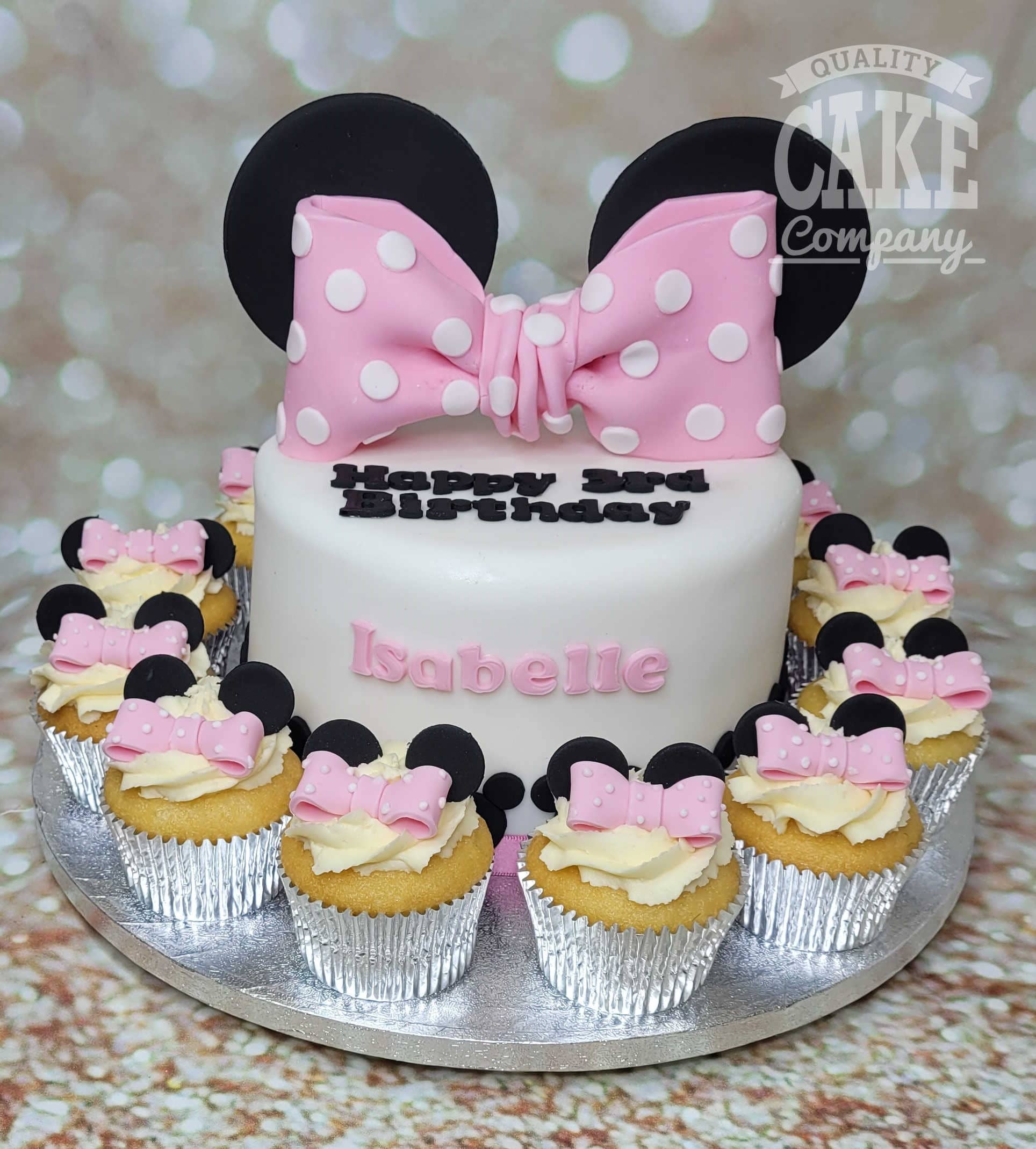 Minnie Mouse Birthday Cake Topper, Mauve Polka Dot Bow