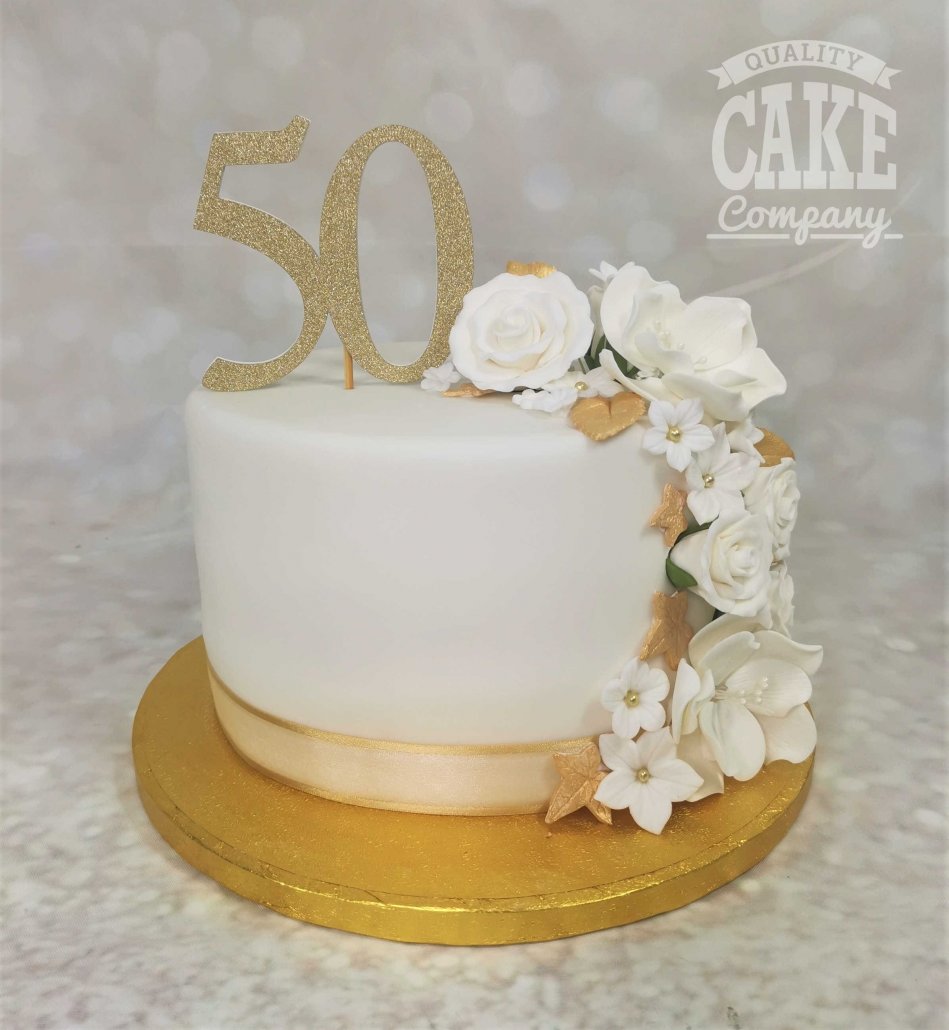 Top More Than 145 50th Birthday Cake Ideas Awesomeenglish Edu Vn   Contemporary Flower Cascade 50 Golden Anniversary 949x1030 