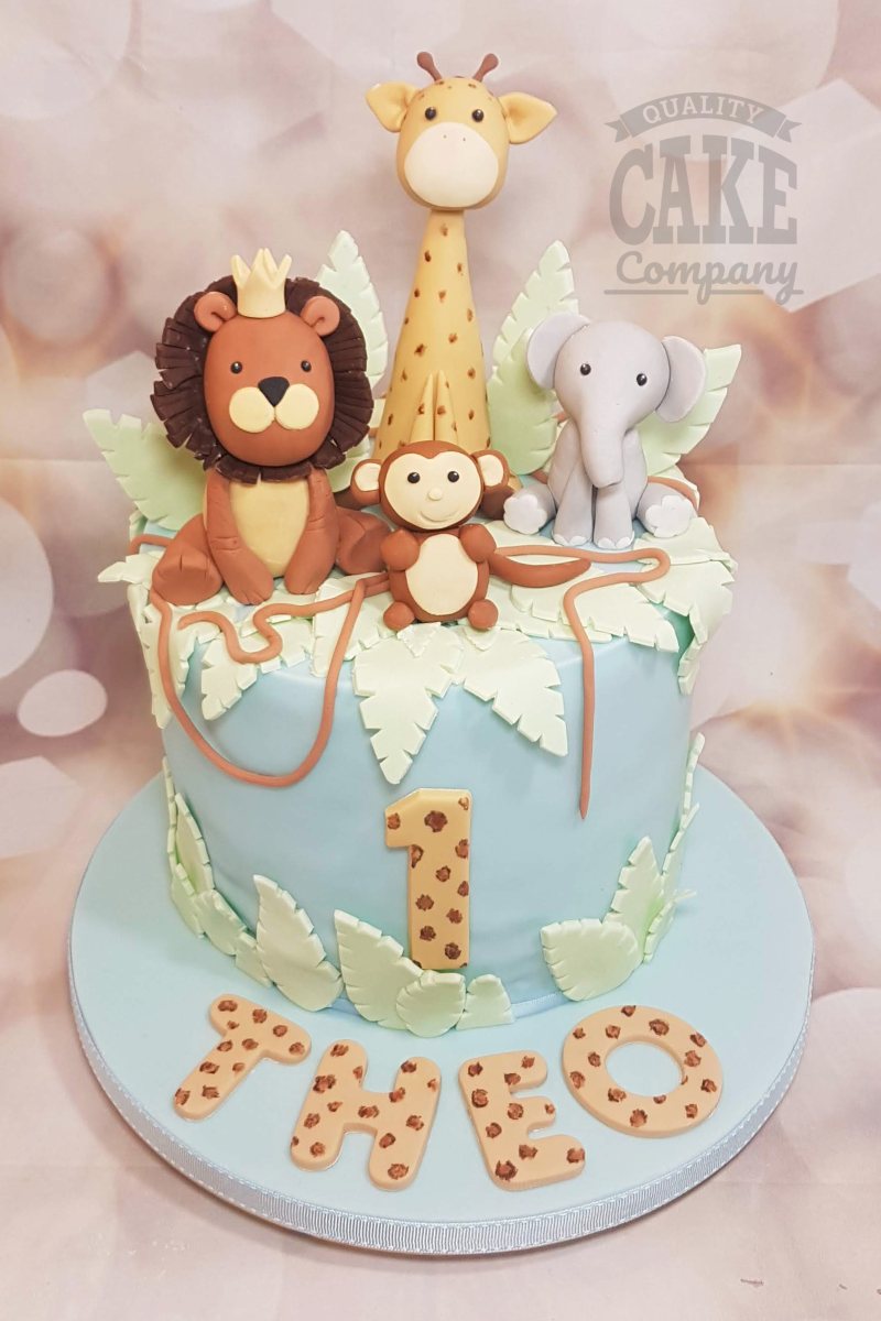 1st Birthday Animal Cake, Animal Theme Cake