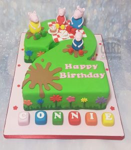 Number 2 shape peppa pig theme cake 2nd birthday - Tamworth
