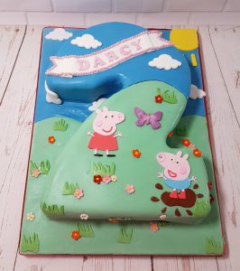Number 2 shape birthday cake peppa pig theme - Tamworth