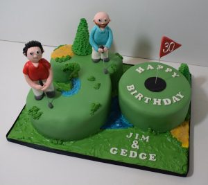 Number 30 golf theme shaped birthday cake - Tamworth