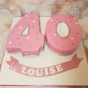 Number 40 pink shaped birthday cake - Tamworth
