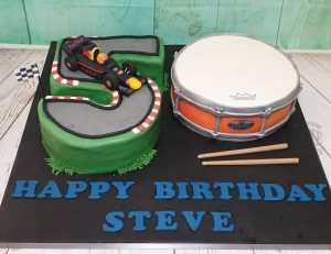 Number 50 shaped cake F1 and drum 50th birthday cake - Tamworth