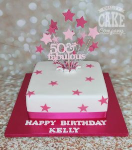 50 and fabulous pink starburst birthday cake- Tamworth