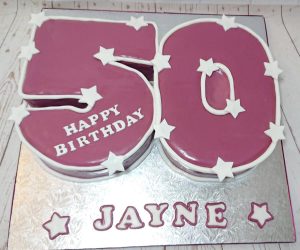 Number 50 shaped claret cake - Tamworth