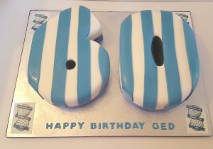 Number 60 BCFC themed 60th birthday cake - Tamworth