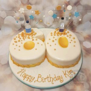Number 60 shaped cake with gin and bubbles 60th birthday cake - Tamworth