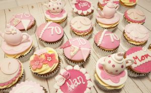 70th birthday pink cupcakes afternoon tea themes - Tamworth