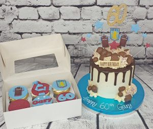 AVFC aston villa chocolate drip birthday cake and cupcakes - Tamworth
