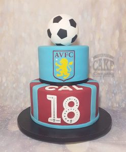 AVFC aston villa ball and shirt theme birthday cake - Tamworth