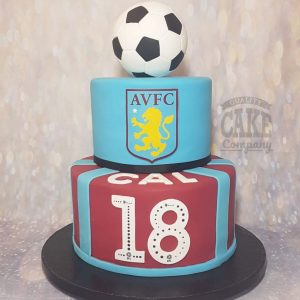 AVFC aston villa ball and shirt theme birthday cake - Tamworth