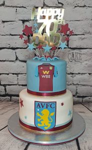 AVFC aston villa two-tier starburst birthday cake - Tamworth