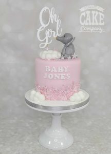 elephant baby shower pink baby girl cake - Tamworth