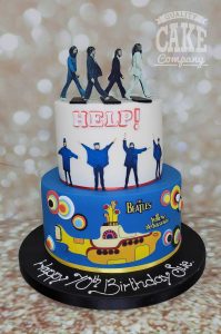 two-tier Beatles inspired birthday cake - tamworth
