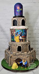 five-tier beauty and beast inspired castle birthday wedding cake - Tamworth