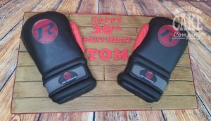 black boxing gloves novelty cake - Tamworth