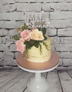 buttercream cake with silk flower birthday cake - tamworth