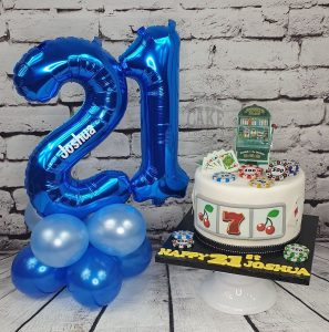 casino theme cake with matching table balloon - tamworth