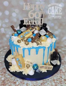 chocolate drip cake with cakesicles and gin bottles - Tamworth