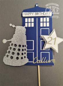 doctor who theme personalised cake topper - tamworth