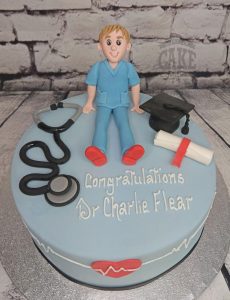 Doctor theme graduation cake - tamworth