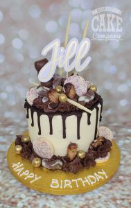 chocolate drip cake with personalised topper - Tamworth