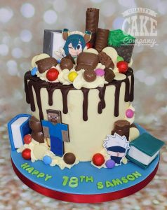 anime and book theme drip cake - Tamworth