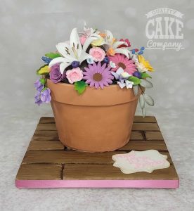 large flower pot novelty shaped cake - Tamworth