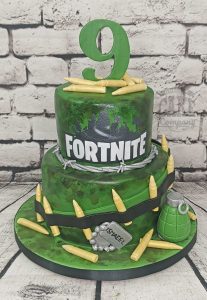 two fortnite army theme birthday cake - Tamworth