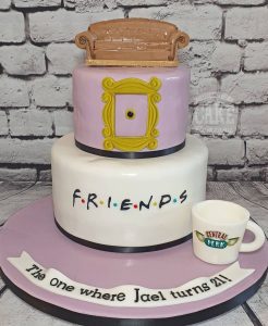 two tier FRIENDS sofa birthday cake - Tamworth