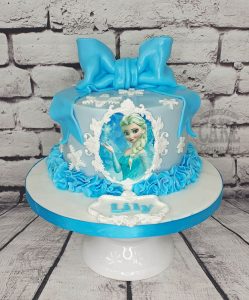 Elsa Frozen large bow and ruffles birthday cake - Tamworth