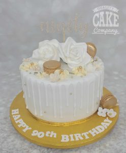 white drip cake 90th birthday - tamworth