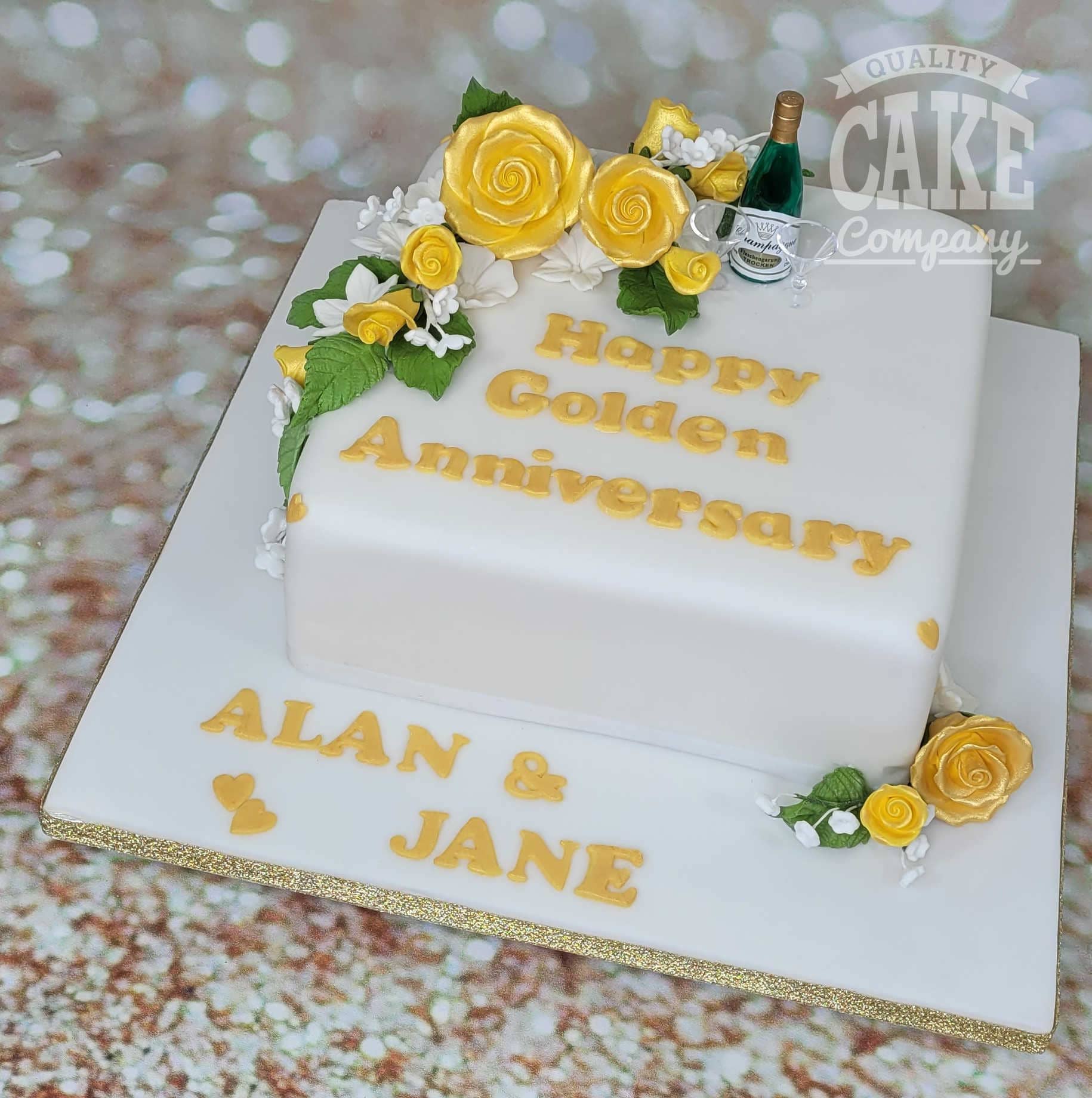 Buy Round Golden Jubilee Anniversary Fondant Cake-Multi Tier Anniversary  Cake
