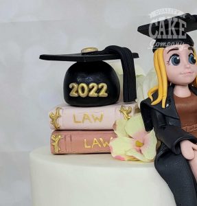 Graduation Cake girl with flowers and books - Tamworth