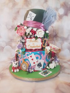 three-tier alice in wonderland theme birthday cake - Tamworth