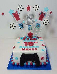 AVFC aston villa starburst and controller birthday cake - Tamworth