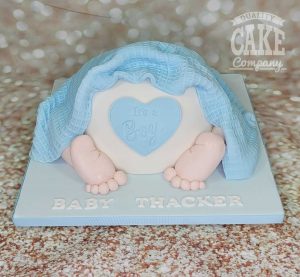blue baby bum baby shower theme cake - Tamworth