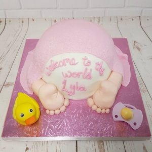 pink baby bum duck and dummy baby shower cake - tamworth