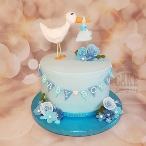 baby boy stork baby shower cake flowers - Tamworth