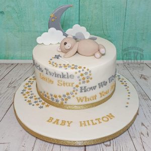 twinkle little star bear and moon baby shower cake - Tamworth