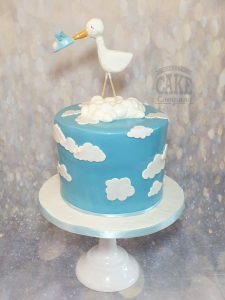 Baby shower stork arrival theme cake - tamworth