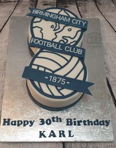 BCFC birmingham city fc badge shaped cake - tamworth